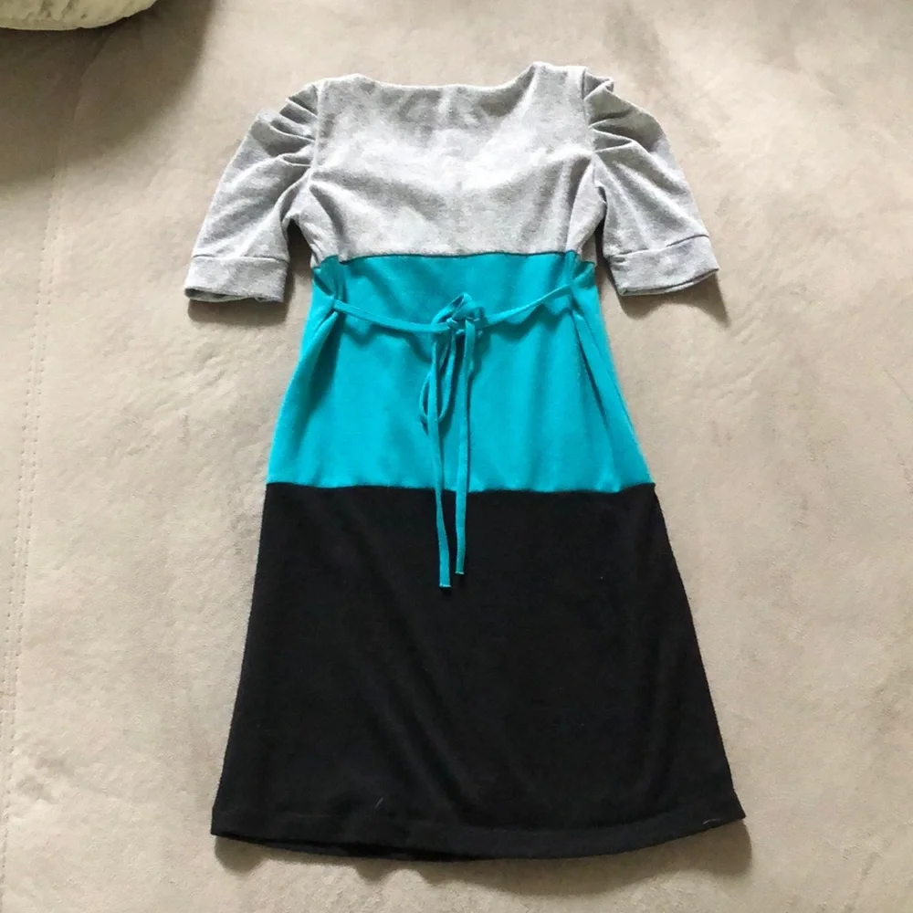 My Michelle Dress Girls Size 8‎ Gray Teal Blue Black